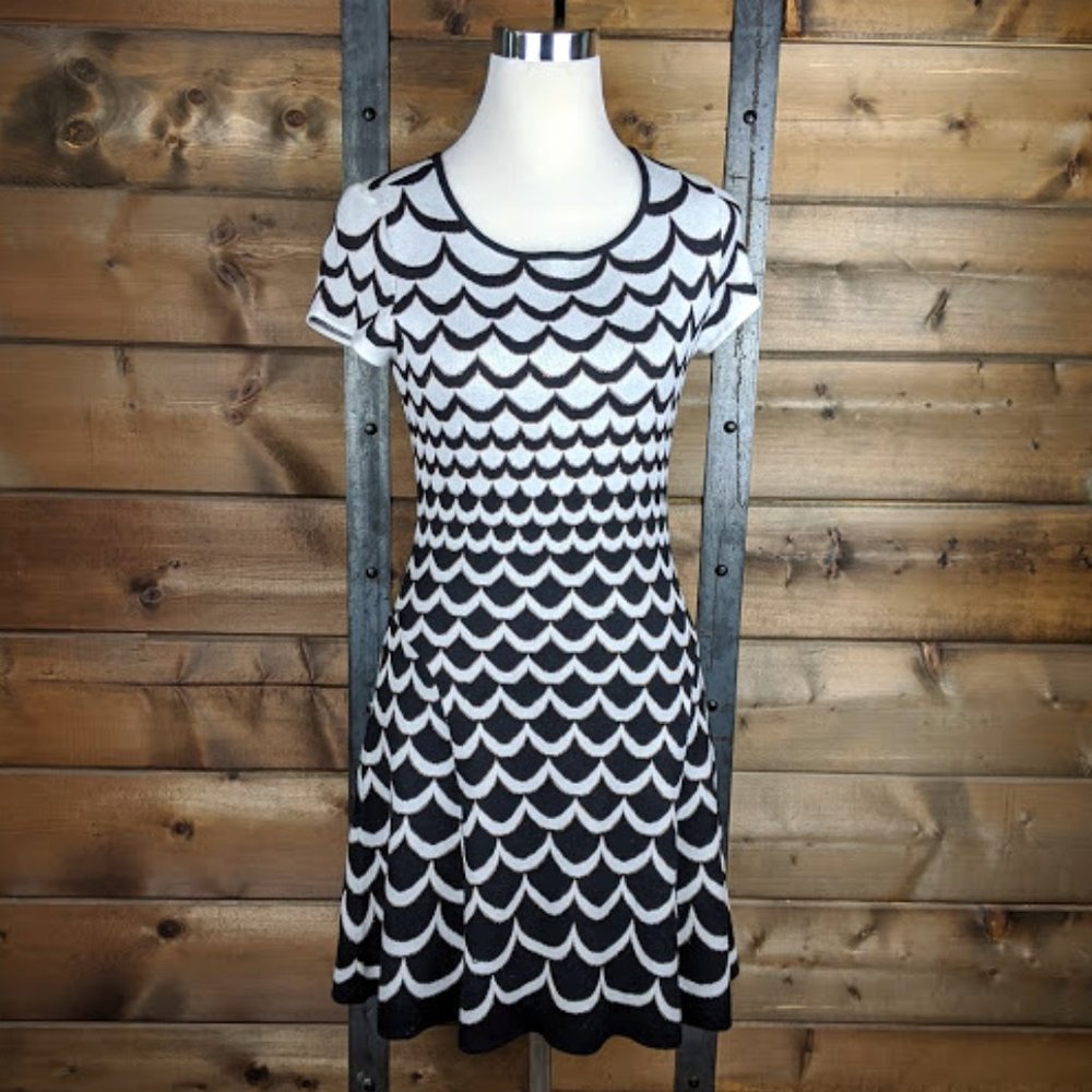 CeCe by Cynthia Steffe Scallop Knit Flare Dress -S